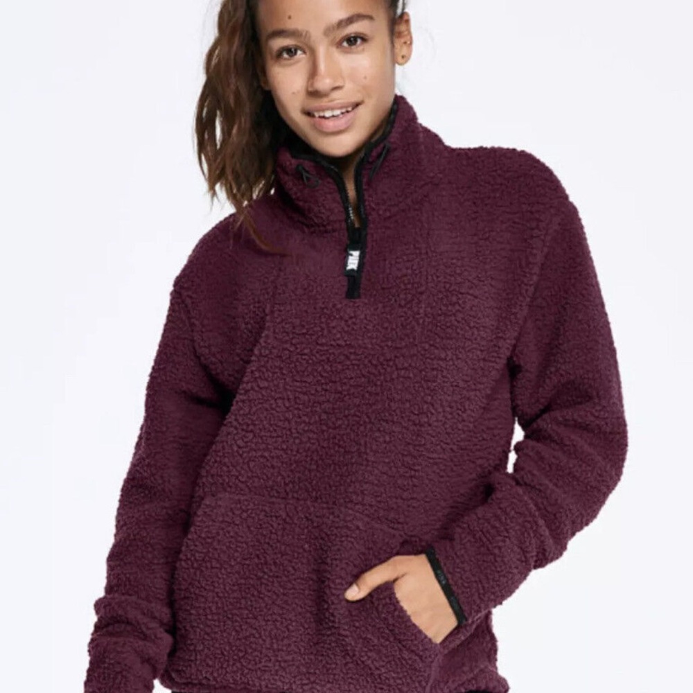 Victoria's Secret Burgundy Sherpa Pullover